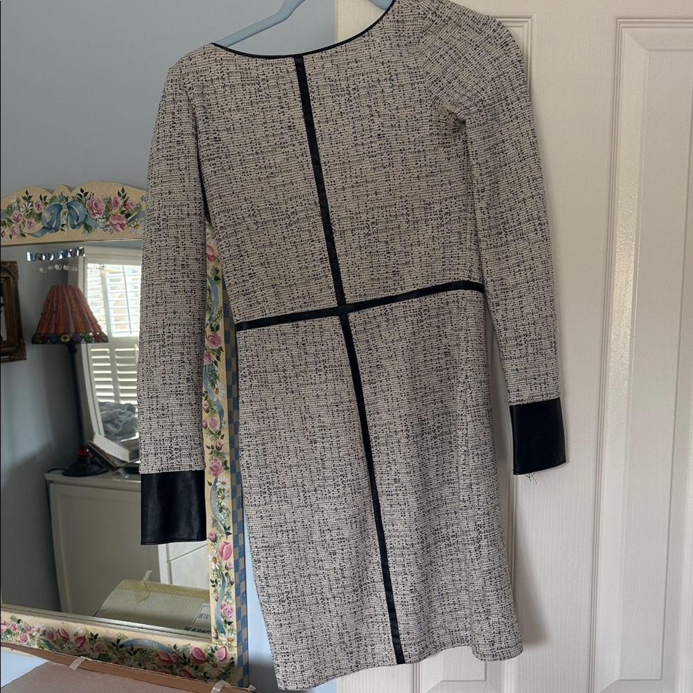 Classic Black & White Tweed Shift Dress